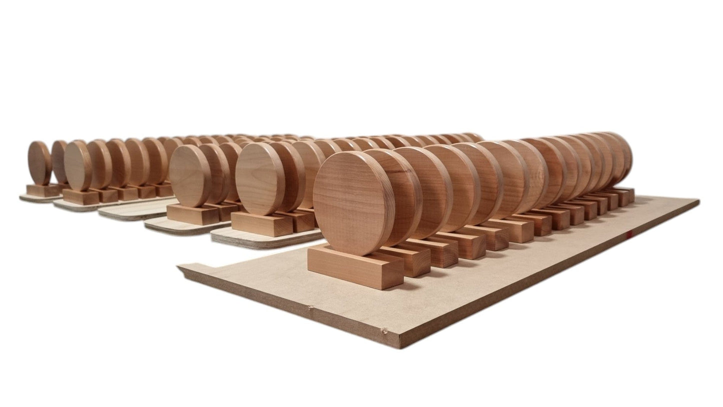 Galvanos circulares de madera fabricados en chile