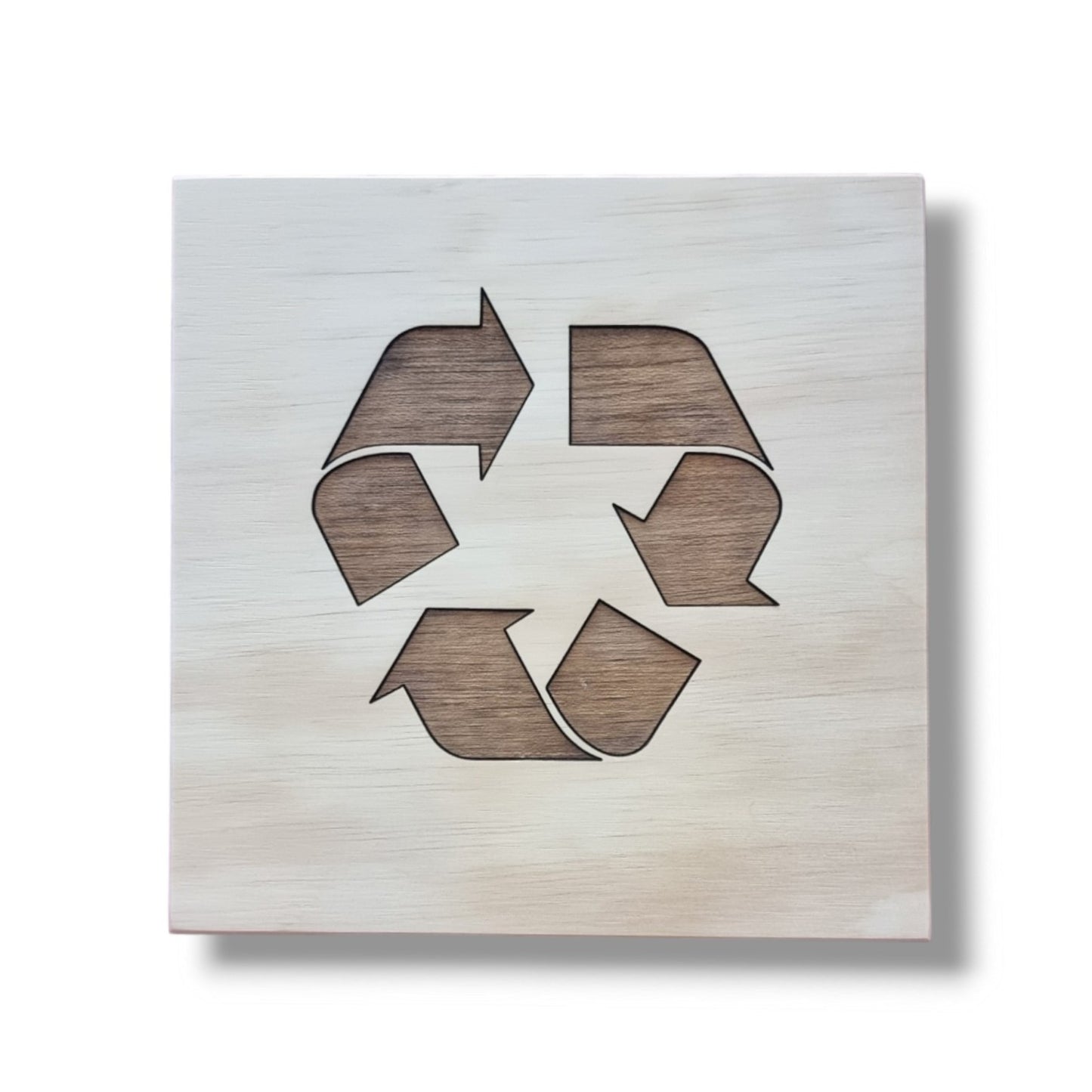 Letrero de madera con diseño de reciclaje