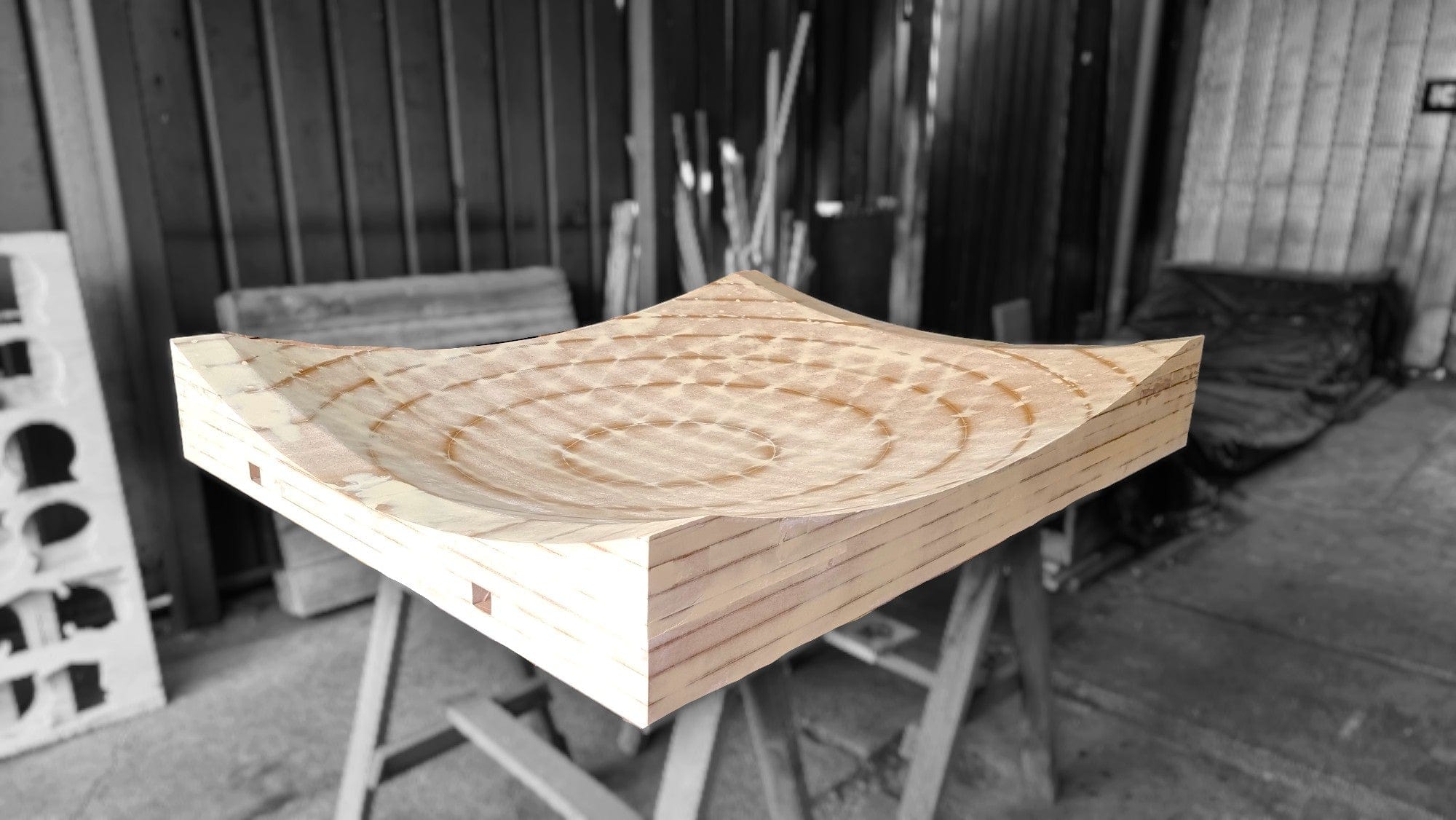Molde de mdf mecanizado con router cnc con forma concava en chile