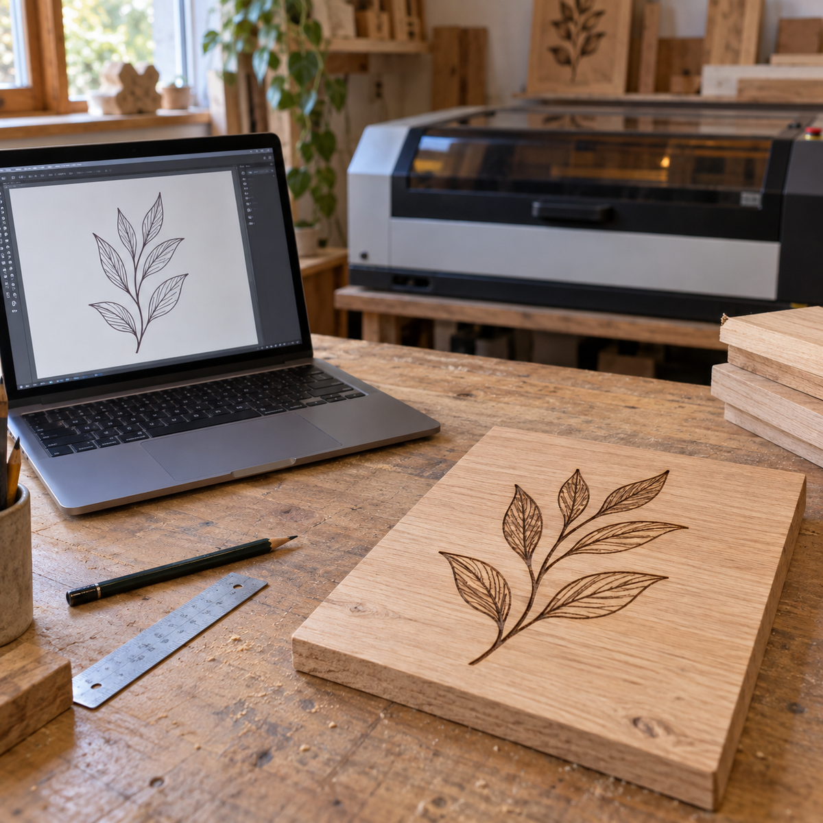Diseño en el computador para grabar en madera