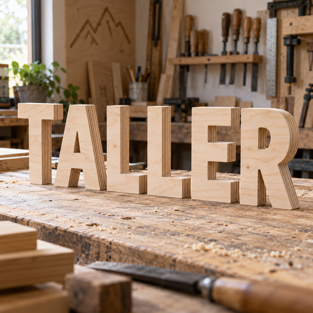 Letras de madera de pino terciado palabra taller