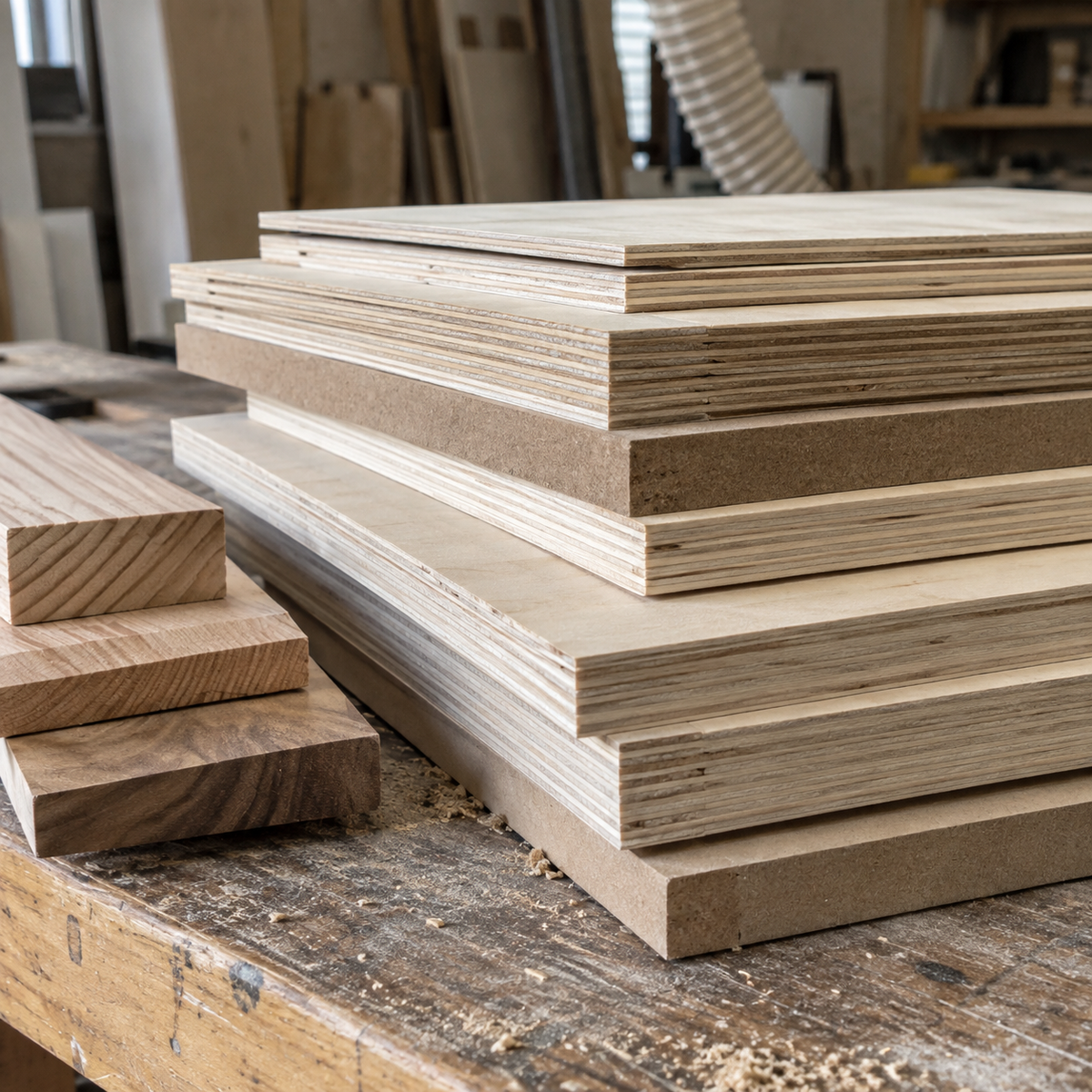 materiales madera de distintos tipos